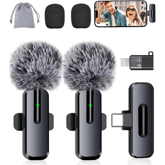 Wireless Mini Microphone 2-Pack for iPhone and Android