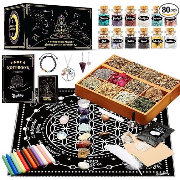 Witchcraft Supplies Kit with Crystals and Herbs