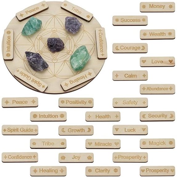 FingerInspire Wooden Crystal Grid Plate with Words