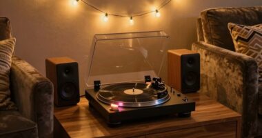 romantic bluetooth turntable setup
